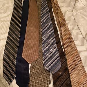Mixed Pattern Men's Ties Lot of 7 in Blue, Brown, Tan and Gray